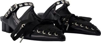 Ganni Womens Eyelets Lace-Up Heel Black Synthetic
