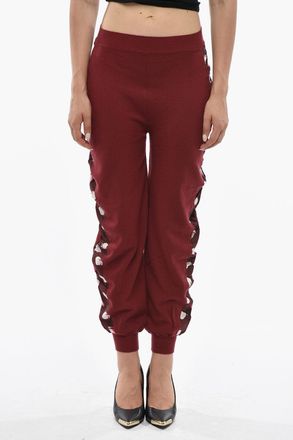 Stella McCartney Pantaloni in Lana Vergine con Banda Laterale in Seta a Fantasia Stella McCartney