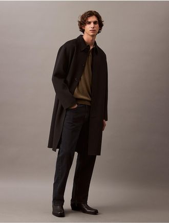 Calvin Klein Mens Extra Fine Merino Blend Polo Sweater - Brown - XL