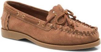 Free People Lagoon Cutout Boat Shoe in Latte Suede at Nordstrom, Size 6.5