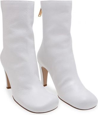 Bottega Veneta Optic White Leather Ankle Boots Size 39