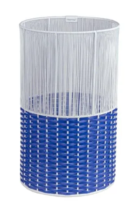 Happimess Harper Modern 2-Tone Faux Wicker Cylinder Waste Basket in White/blue at Nordstrom