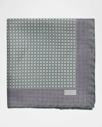 Brioni Men & apos;s Micro-Jacquard Hand-Rolled Silk Pocket Square