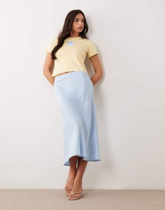 Vero Moda Gonna midi in raso azzurro-Blu