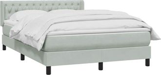 vidaXL Cama Box Spring Con Colch&oacute;n Terciopelo Gris Claro 160x220 Cm Vidaxl
