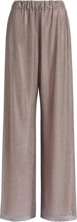 Alberta Ferretti Wide-Leg Pants with Elastic Waistband and Sheer Fabric