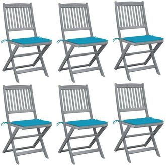 vidaXL Vidaxl - Sillas De Jard&iacute;n Plegables 6 Uds Cojines Madera Maciza Acacia