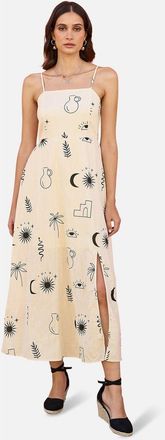 Yumi Mystic Print Midi Dress in Ivory at Nordstrom, Size 10