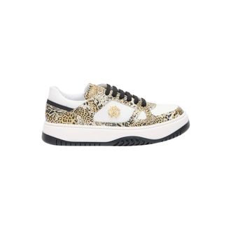 Roberto Cavalli Schoenen, Dames, Veelkleurig, 37 EU, Leer, Luipaardprint Sneaker met Monogram RC