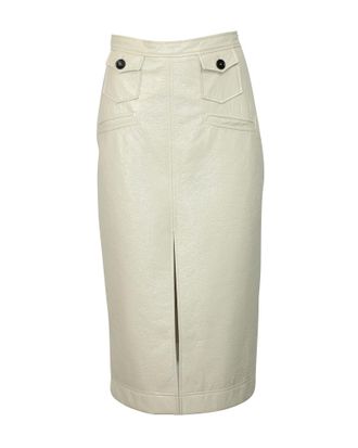 AlexaChung Alexa Chung Midi Pencil Skirt in White Cream PVC