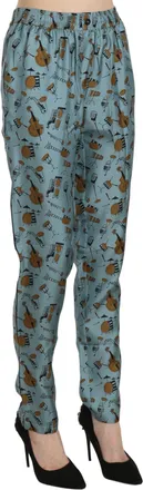 Dolce & Gabbana Blue Musical Instruments Print Tapered Womens Pants
