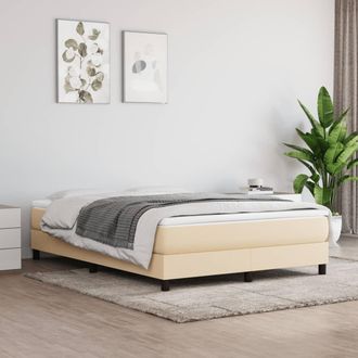 vidaXL Cama Box Spring Con Colch&oacute;n Tela Color Crema 140x190 Cm Vidaxl