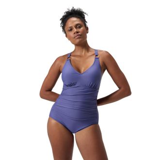 Speedo Dames V-hals Vormgevende E&eacute;nstuk Badpak (Blauw)