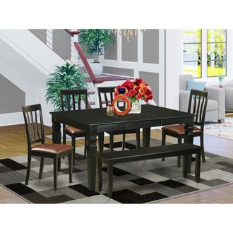 East West Furniture 6 PC Kitchen nook Dining set - Kitchen Table and 4 Dining Chairs and Bench
