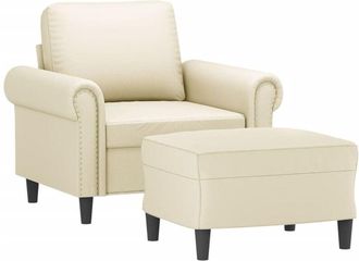 vidaXL Sill&oacute;n Con Taburete Cuero Sint&eacute;tico Color Crema 60 Cm Vidaxl