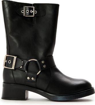 Steve Madden Womens Blessing Motorcycle Boots with Block Heel in Black Lthr - Size UK 3