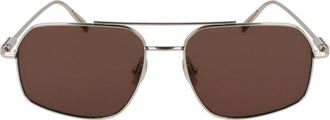 Ferragamo SF313S745 Square Full Rim Sunglasses - Gold