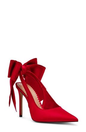 Steve Madden Teacup Slingback Pointed Toe Pump in Red Satin at Nordstrom, Size 10