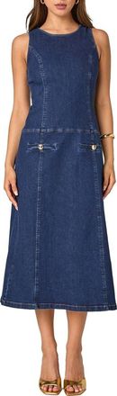 endless rose Sleeveless Denim Midi Dress at Nordstrom, Size X-Small