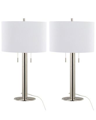 LumiSource Set Of 2 Master 29In Contemporary Table Lamps With Grandview Gallery Linen Shade