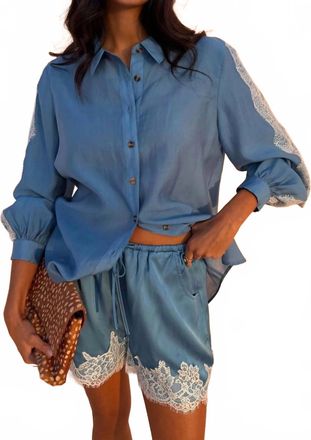 Never Fully Dressed Womens Lace Marley Shirt In Blue