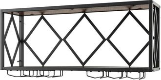 Costway 39 Bottles Wall Mounted Wine Rack Wine Display Shelf w/6-Row of Stemware Holder