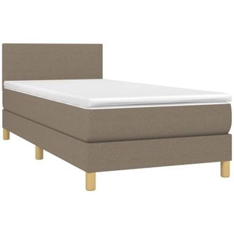 vidaXL Cama Box Spring Colch&oacute;n Y Luces Led Tela Gris Taupe 90x190 Cm Vidaxl