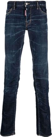 Dsquared2 logo-patch skinny-cut jeans - men - Cotton/Spandex/Elastane/Polyester/Cotton - 56 - Blue