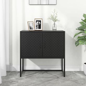 vidaXL Aparador De Acero Negro 75x35x75 Cm Vidaxl