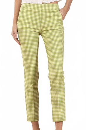 Avenue Montaigne Womens Lulu Checkered Pants In Avocado