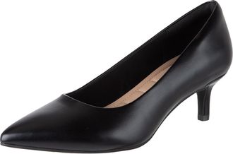 Comfort Plus Womens Komfy Cushioned Pointed Toe Low Kitten Heel Pump by Payless, Black, 2.5 UK
