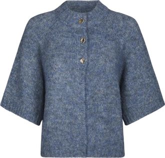 Neo Noir Benuta Fluffy Knit Cardigan - Dames - Vesten - Blauw - L - Wol - Truien & Vesten