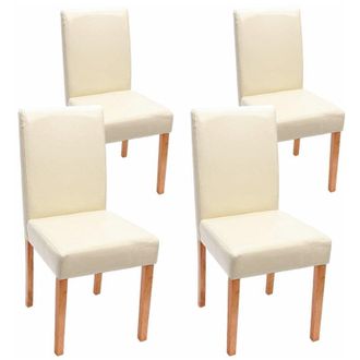 Hhg Hhg - Juego De 4 Sillas De Comedor Silla De Cocina Littau, Cuero, Patas Color Crema Claro