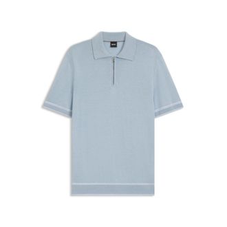 BOSS Zip-neck sweater in a linen blend