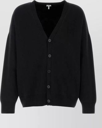 Loewe stretch wool blend cardigan ribbed cuffs hem