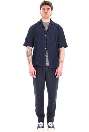 Officine G&eacute;n&eacute;rale Textured Cotton Short Sleeve Shirt