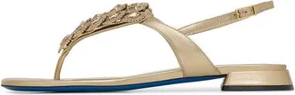 Loriblu Sandaal sieraad teenslipper in goud nappa - Dames - Sandalen - Geel - 35 EU - Leer - Schoenen
