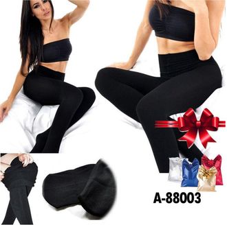 Trade Shop Trade Shop - 3x Leggings / Collant A-88003 Donna Felpati Termici Eleganti 3pz. Colore Nero