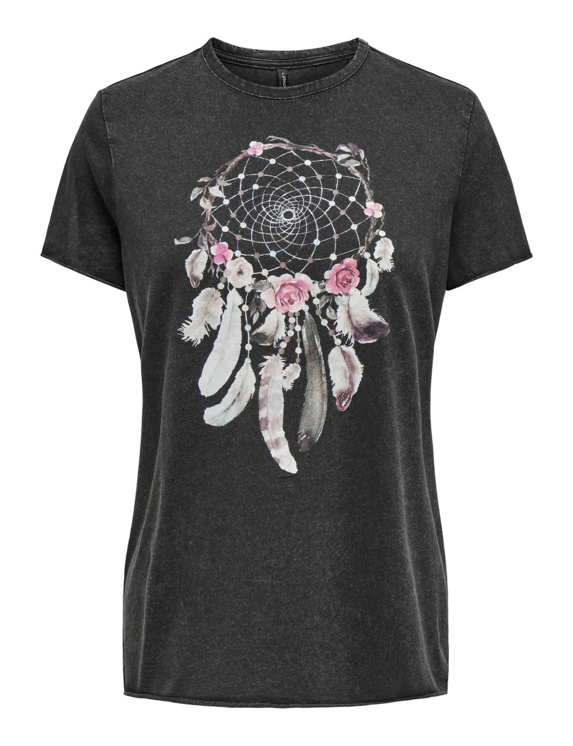 ONLY Damen Onllucy Life Reg S/S Top – Schwarzes Baumwoll-Shirt Mit Rundhals Und Kurzarm