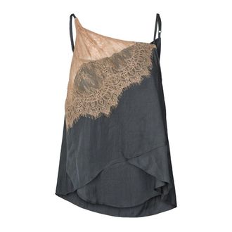 Rabens Saloner Donkere Schaduw Kant Top - Dames - Tops zonder mouwen - Zwart - S - Tops