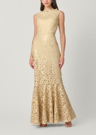 Shoshanna Midnight Reese Foil Lace Dress in Gold at Nordstrom, Size 2