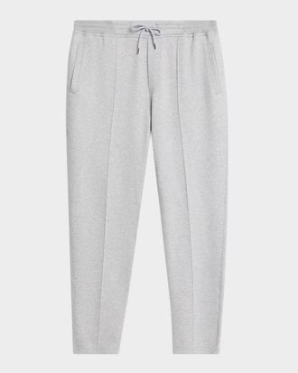 Brunello Cucinelli Men & apos;s French Terry Double Cloth Pintuck Pleated Trousers