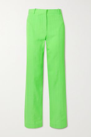 Jacquemus Pantaloni A Gamba Dritta In Tela Fluo A Pannelli Meloia - Verde