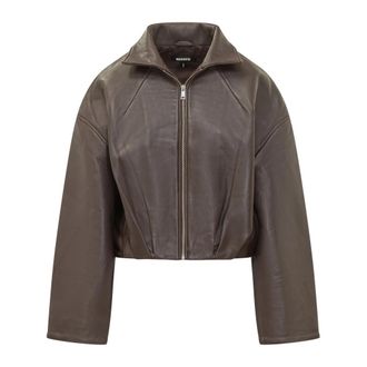 Rotate Bonded Leather Jacket - Dames - Leren en Su&egrave;de Jassen - Bruin - S - Leer - Jassen