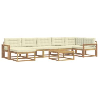 vidaXL Conjunto De Sof&aacute;s De Exterior 8 Pcs Blanco Y Crema Vidaxl
