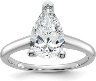 Diamond2Deal 14k White Gold 2 Ct Lab Grown Diamond Pear Solitare Engagement Ring