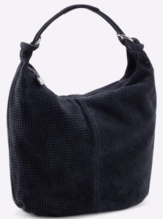 Heine Handtasche HEINE, Damen, Gr. B/H/T: 49cm x 39cm x 8cm, blau (marine), Leder, Metall, unifarben, Taschen Handtasche