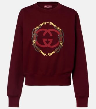Gucci Logo embroidered cotton sweatshirt