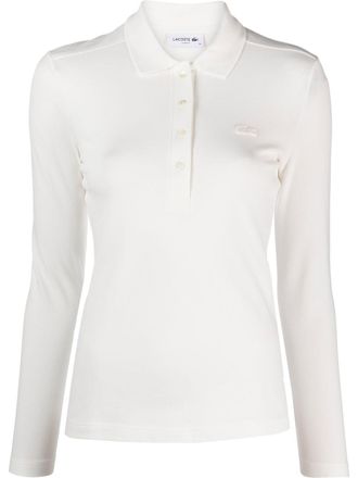 Lacoste piqu&eacute; cotton polo top - women - Cotton/Elastane - 42 - White