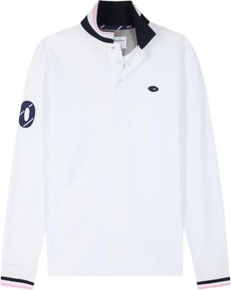 Eden Park Piqu&eacute; katoenen polo met lange mouwen - Heren - Polos - Wit - M - Katoen - Tops